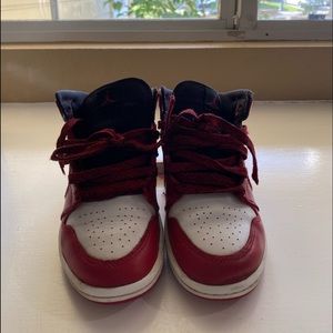 Air Jordan Nike Sz 1 Red White Leather Kids Tennis